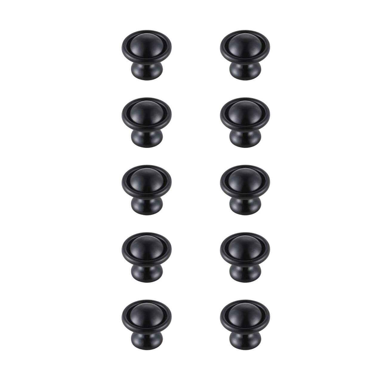 Kadea 1.2" Diameter Matte Black Mushroom Knob Multipack (Set of 10)